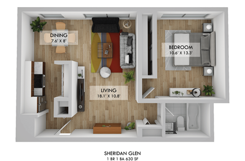 Sheridan Glen One Bedroom Floor Plan
